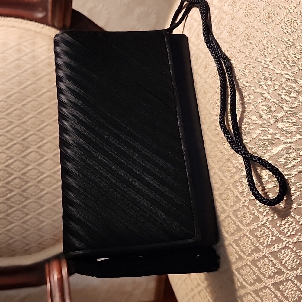 La Regale Vintage Black Silk Evening Purse Clutch